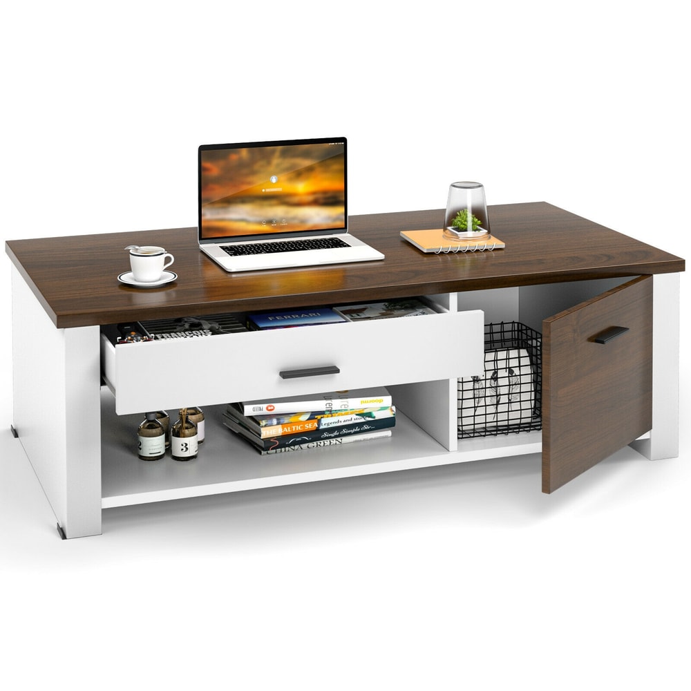 Minimalist Modern Coffee Table With DualSided Drawers And Open Storage Compartments For Stylish Liv 6