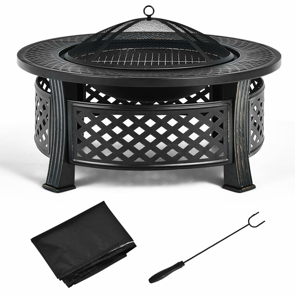 Multifunctional Outdoor Fire Pit With BBQ Grill  Durable HighTemperature Resistant Steel Ideal For  0