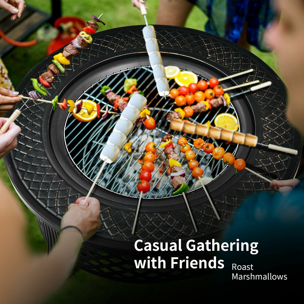 Multifunctional Outdoor Fire Pit With BBQ Grill  Durable HighTemperature Resistant Steel Ideal For  6