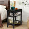 SpaceSaving Side End Table With Drawer And Dual Open Shelves Small Bedside Or Sofa Table For Living 1