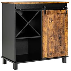 industrial storage cabinet with sliding barn door, rustic buffet sideboard with tier shelves & wine organizer