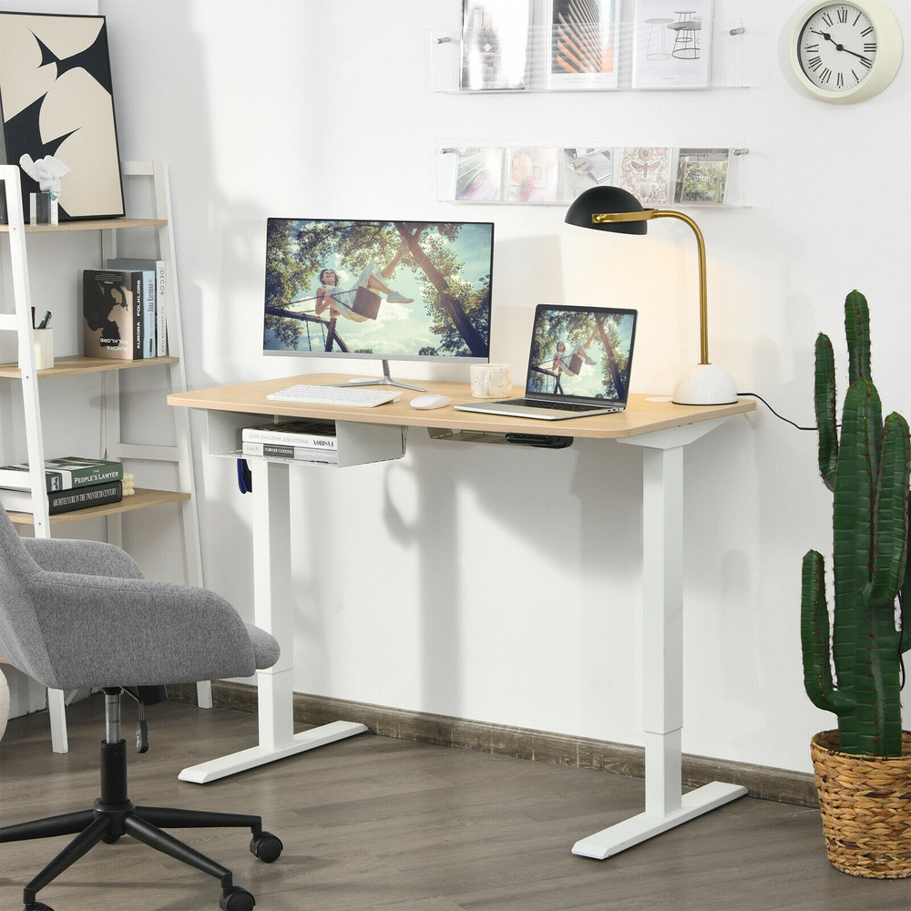 Height Adjustable Electric Standing Desk With USB Charging Port Control Panel  AntiCollision Ergono 1