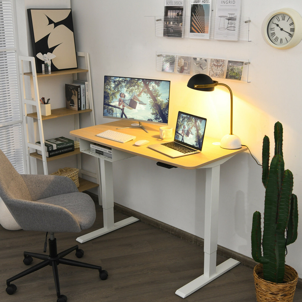 Height Adjustable Electric Standing Desk With USB Charging Port Control Panel  AntiCollision Ergono 2