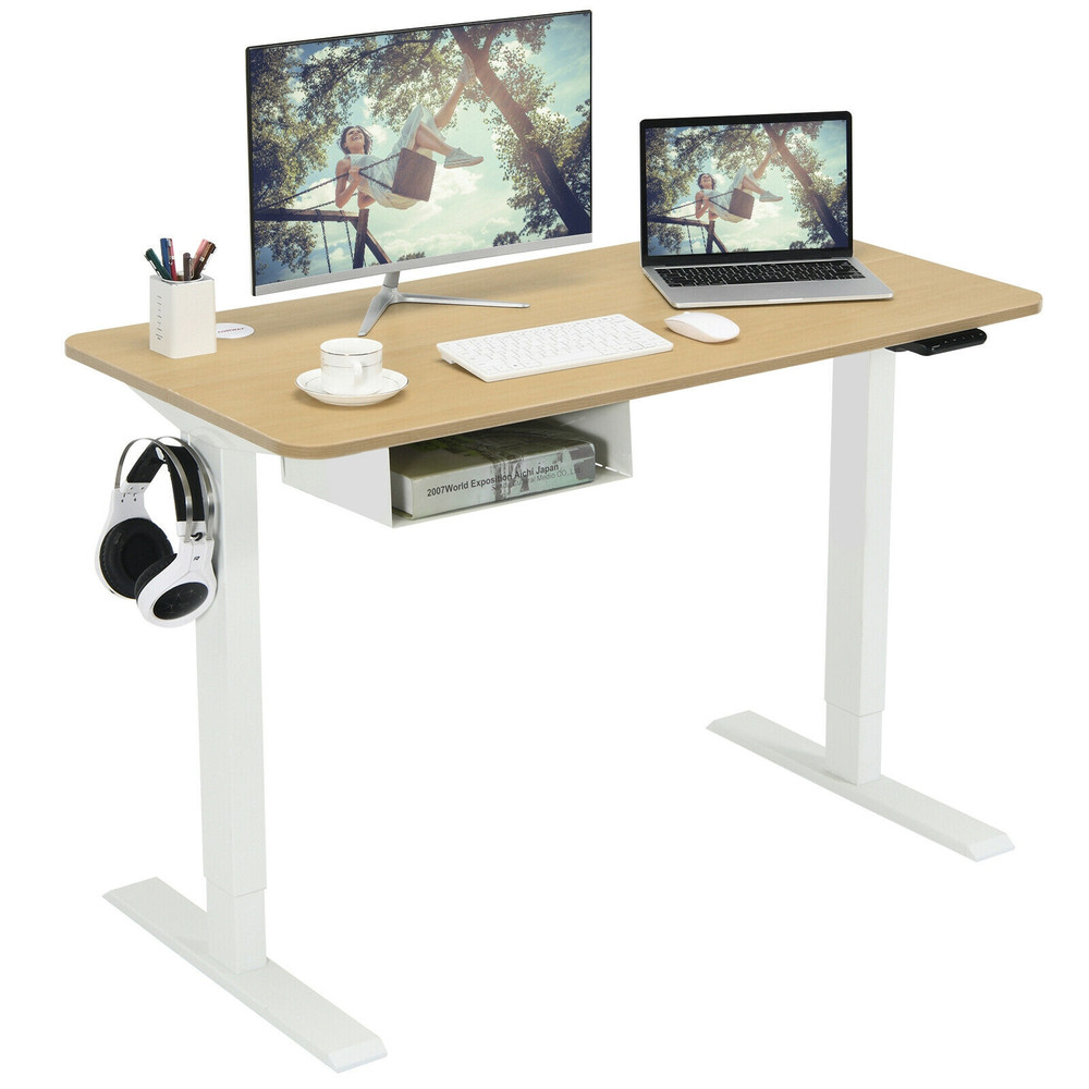 Height Adjustable Electric Standing Desk With USB Charging Port Control Panel  AntiCollision Ergono 7