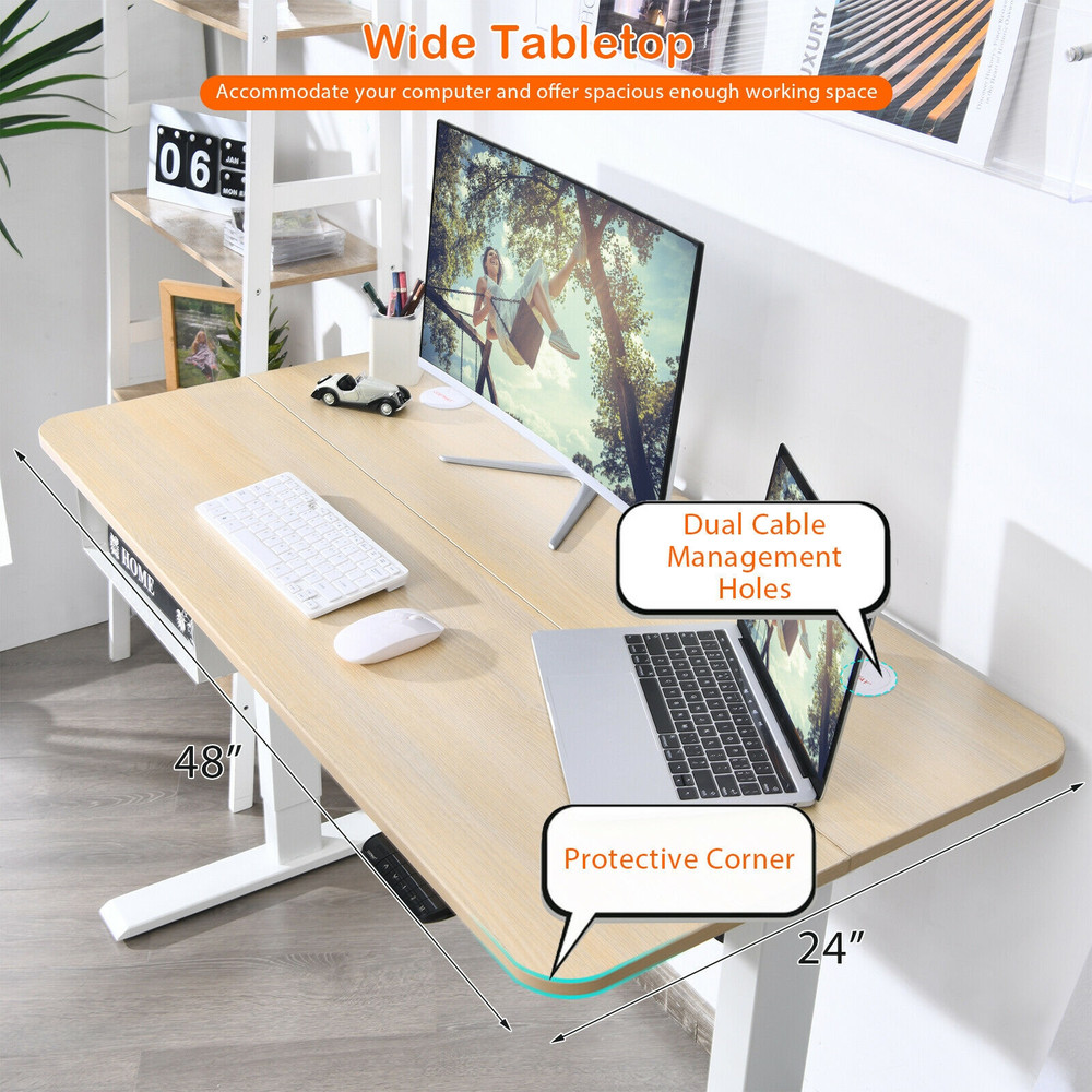 Height Adjustable Electric Standing Desk With USB Charging Port Control Panel  AntiCollision Ergono 3