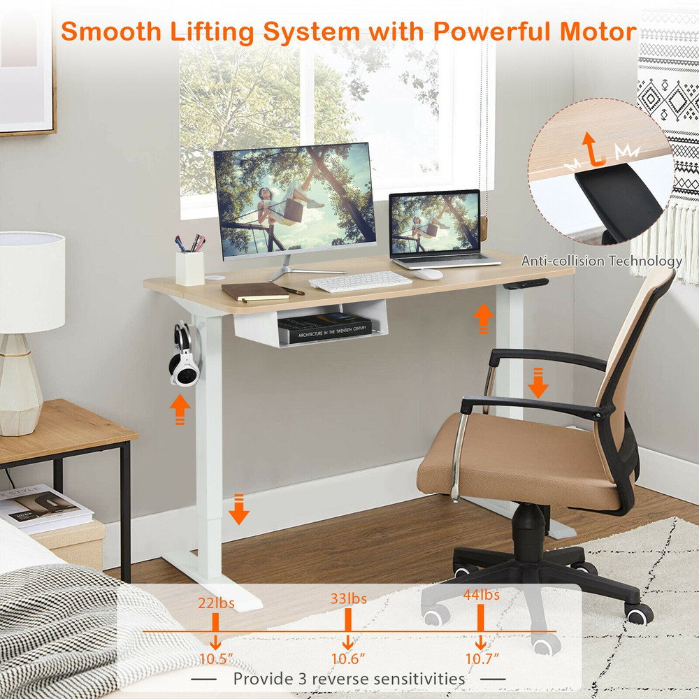 Height Adjustable Electric Standing Desk With USB Charging Port Control Panel  AntiCollision Ergono 5