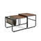 Modern Set Nesting Coffee Tables For Living Room Bedroom Side Pocket Storage Metal Frame 0