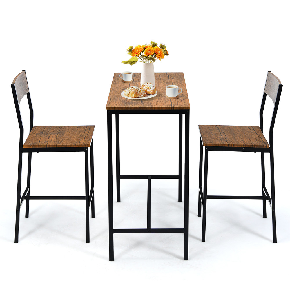 Modern Bar Table Set With Chairs Compact Narrow Bar Furniture For Home Apartment Bistro Or Cafe 5