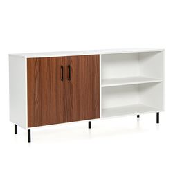 modern buffet sideboard with doors and open compartments, versatile storage cabinet for dining room, living room