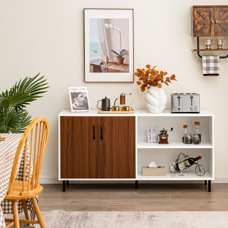 Modern Buffet Sideboard With Doors And Open Compartments Versatile Storage Cabinet For Dining Room  1