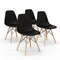 Set Of Plastic Modern Armless Dining Chairs With Wood Legs Stylish Minimalist Chairs For Home Offic 0