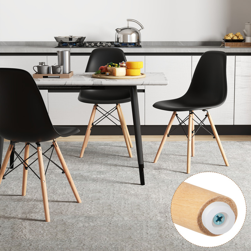 Set Of Plastic Modern Armless Dining Chairs With Wood Legs Stylish Minimalist Chairs For Home Offic 5