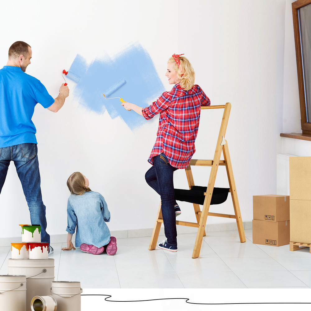 Bamboo Folding Step Stool Ladder, Multi Purpose 3 Step Stool with Storage Pouch, Natural & Durable for Indoor Use