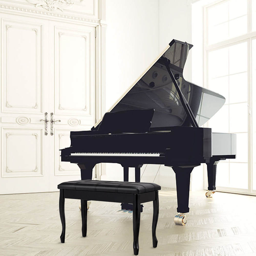 Premium PU Leather Piano Bench with Hidden Storage, Solid Wood Construction, Comfortable Padded Seat for Musicians & Te