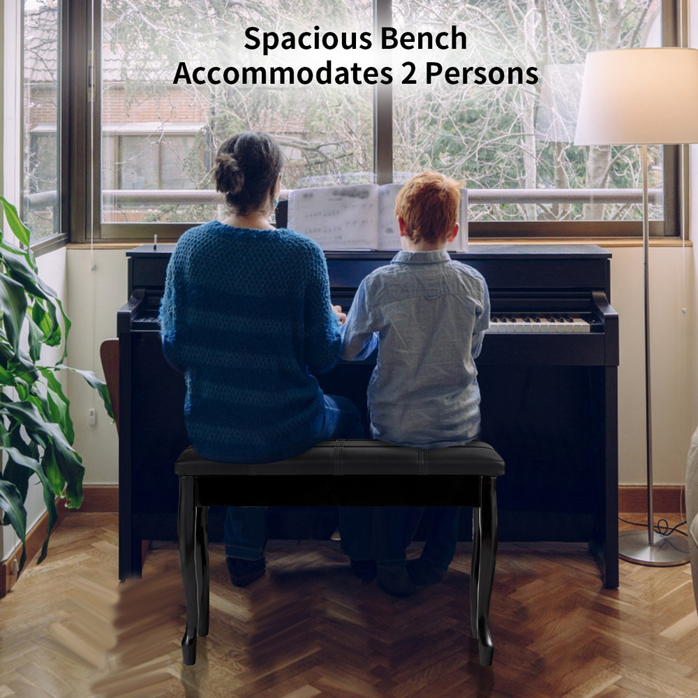 Premium PU Leather Piano Bench with Hidden Storage, Solid Wood Construction, Comfortable Padded Seat for Musicians & Te