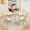 White Round Dining Table, Sturdy Beech Wood Base, 199 lb Capacity, Compact Design for Apartments & Dorms