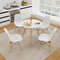 White Round Dining Table, Sturdy Beech Wood Base, 199 lb Capacity, Compact Design for Apartments & Dorms