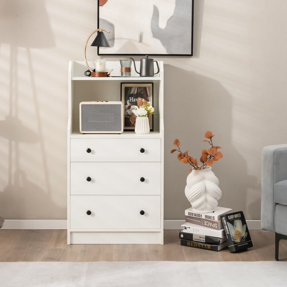 Modern Storage Dresser with Anti Toppling Device,Tall 5 Shelf Dresser with Drawers,Space Saving for Bedroom & Living Roo