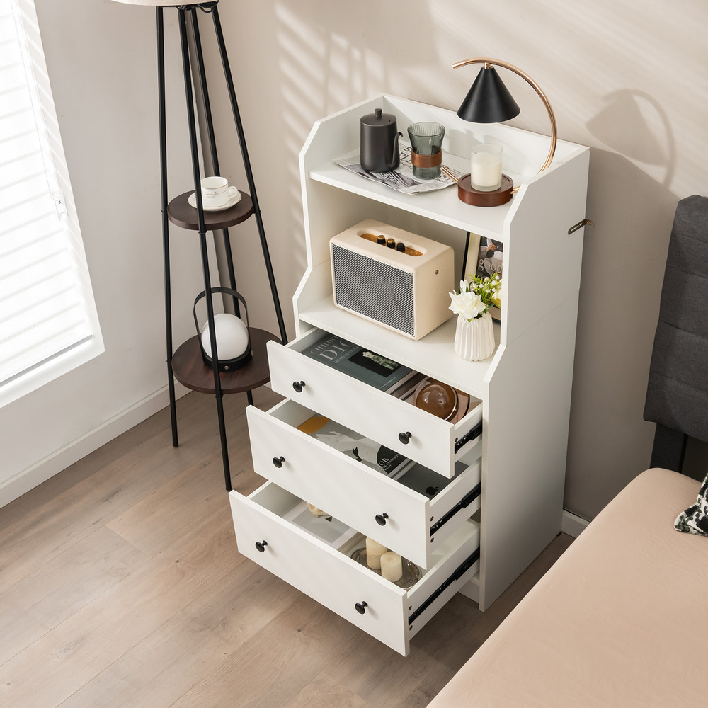 Modern Storage Dresser with Anti Toppling Device,Tall 5 Shelf Dresser with Drawers,Space Saving for Bedroom & Living Roo