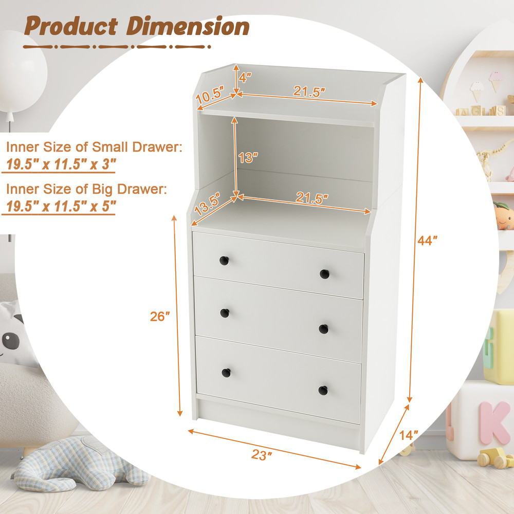 Modern Storage Dresser with Anti Toppling Device,Tall 5 Shelf Dresser with Drawers,Space Saving for Bedroom & Living Roo