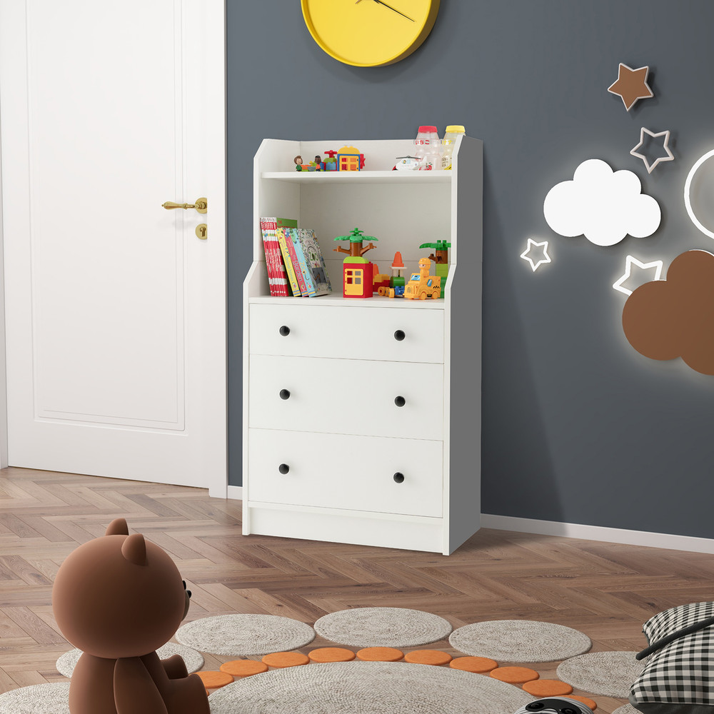 Modern Storage Dresser with Anti Toppling Device,Tall 5 Shelf Dresser with Drawers,Space Saving for Bedroom & Living Roo