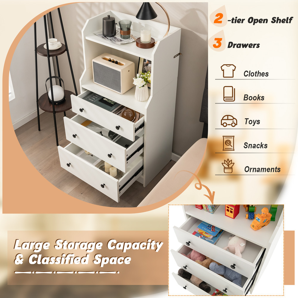 Modern Storage Dresser with Anti Toppling Device,Tall 5 Shelf Dresser with Drawers,Space Saving for Bedroom & Living Roo