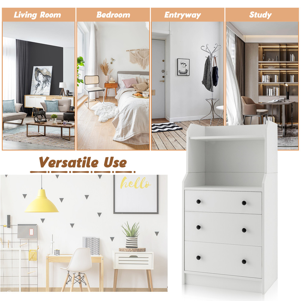 Modern Storage Dresser with Anti Toppling Device,Tall 5 Shelf Dresser with Drawers,Space Saving for Bedroom & Living Roo