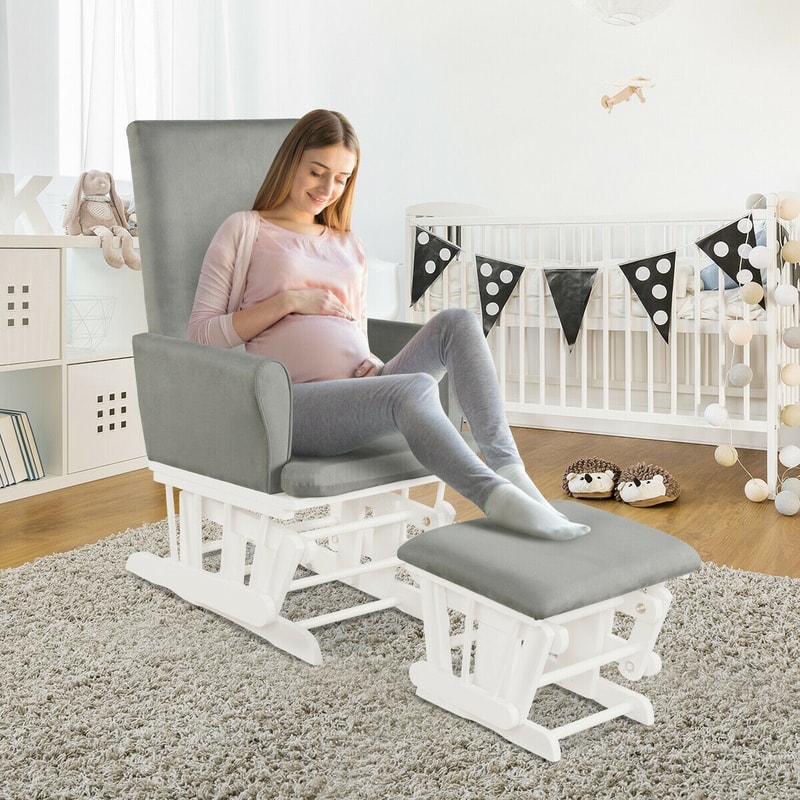 Baby Nursery Relax Rocker – Rocking Chair Glider and Ottoman Cushion Set for Nursing, Reading & Relaxation