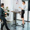 Adjustable Standing Desk with Wheels Gas Spring Lift,30 Tilt Desktop,Cast Aluminum Frame Ideal for Work,Study &Ergonomic