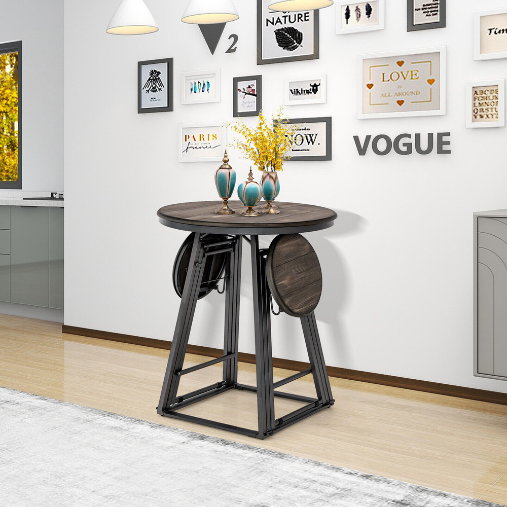 Foldable Dining Table Set, 2 Stools Attached, Compact Design for Small Spaces, 110 lbs Capacity Table & 330 lbs Stools