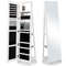 Lockable Rotating Jewelry Cabinet Armoire With FullLength Mirror Makeup Tray  LED Lighting In Color 0