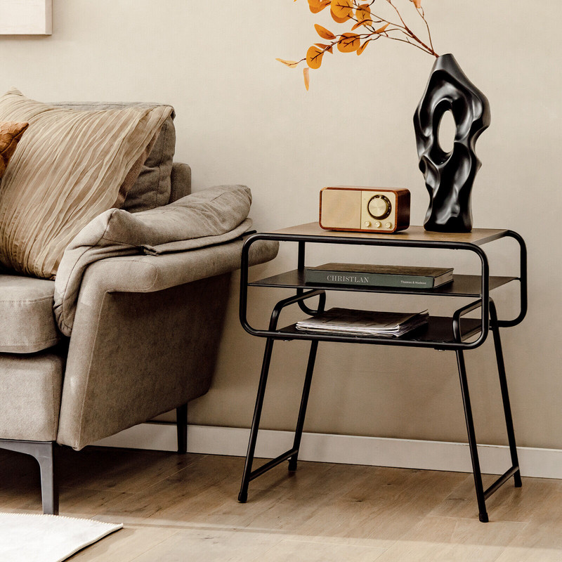 Modern Compact Side End Table With Storage Shelf SpaceSaving Small End Table For Sofa Couch Or Beds 1