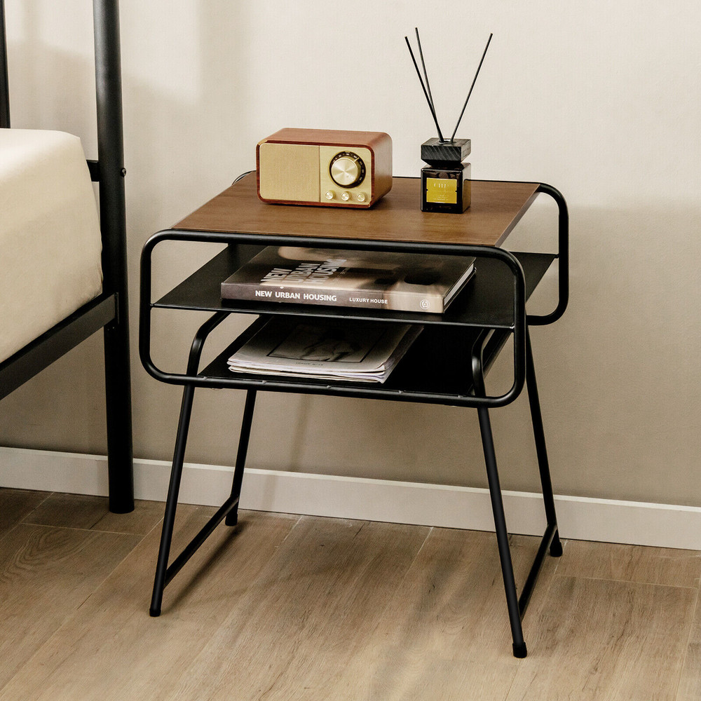 Modern Compact Side End Table With Storage Shelf SpaceSaving Small End Table For Sofa Couch Or Beds 2