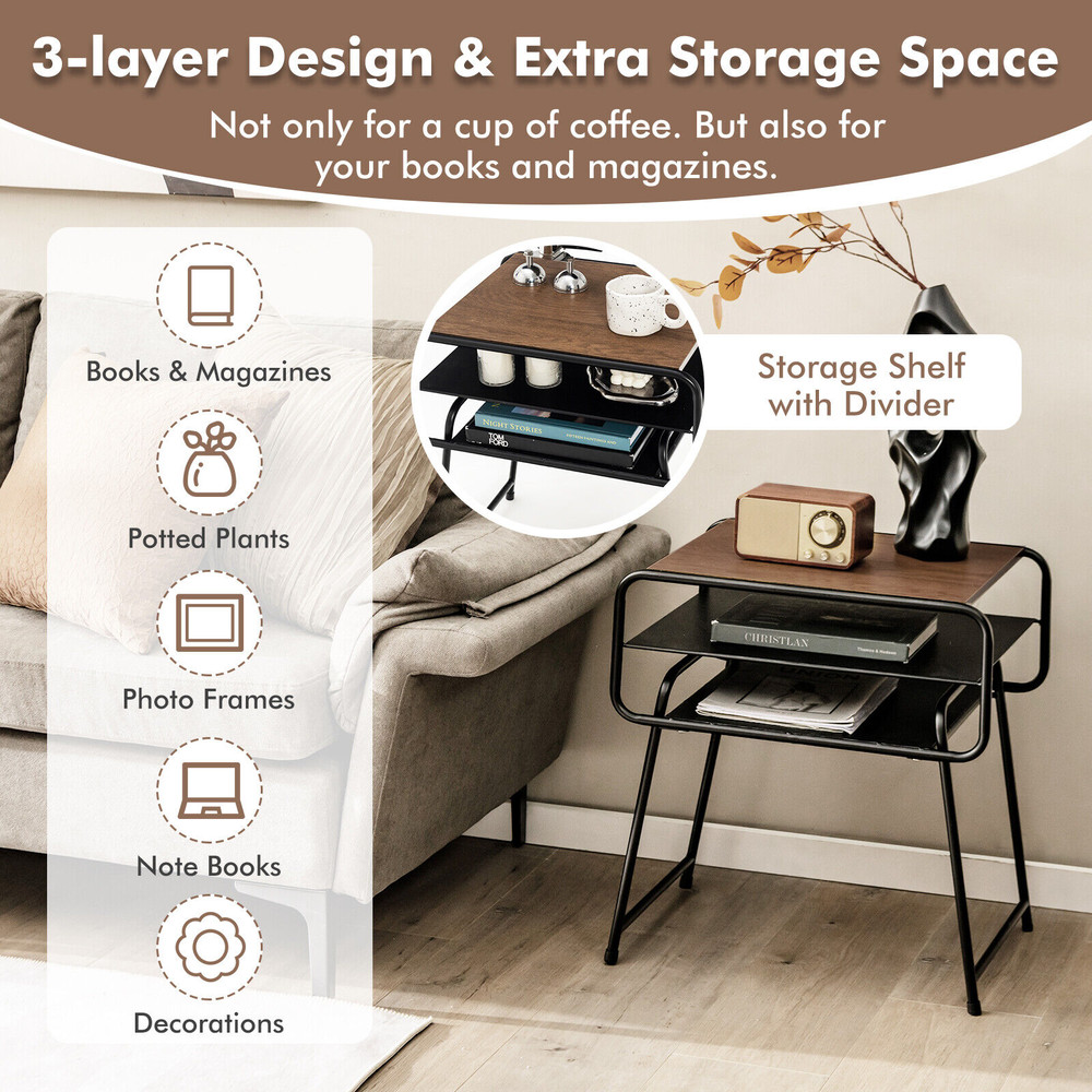 Modern Compact Side End Table With Storage Shelf SpaceSaving Small End Table For Sofa Couch Or Beds 3