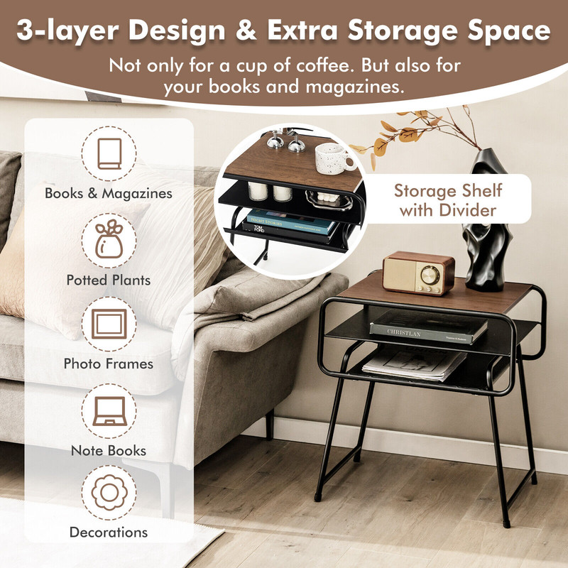 Modern Compact Side End Table With Storage Shelf SpaceSaving Small End Table For Sofa Couch Or Beds 3