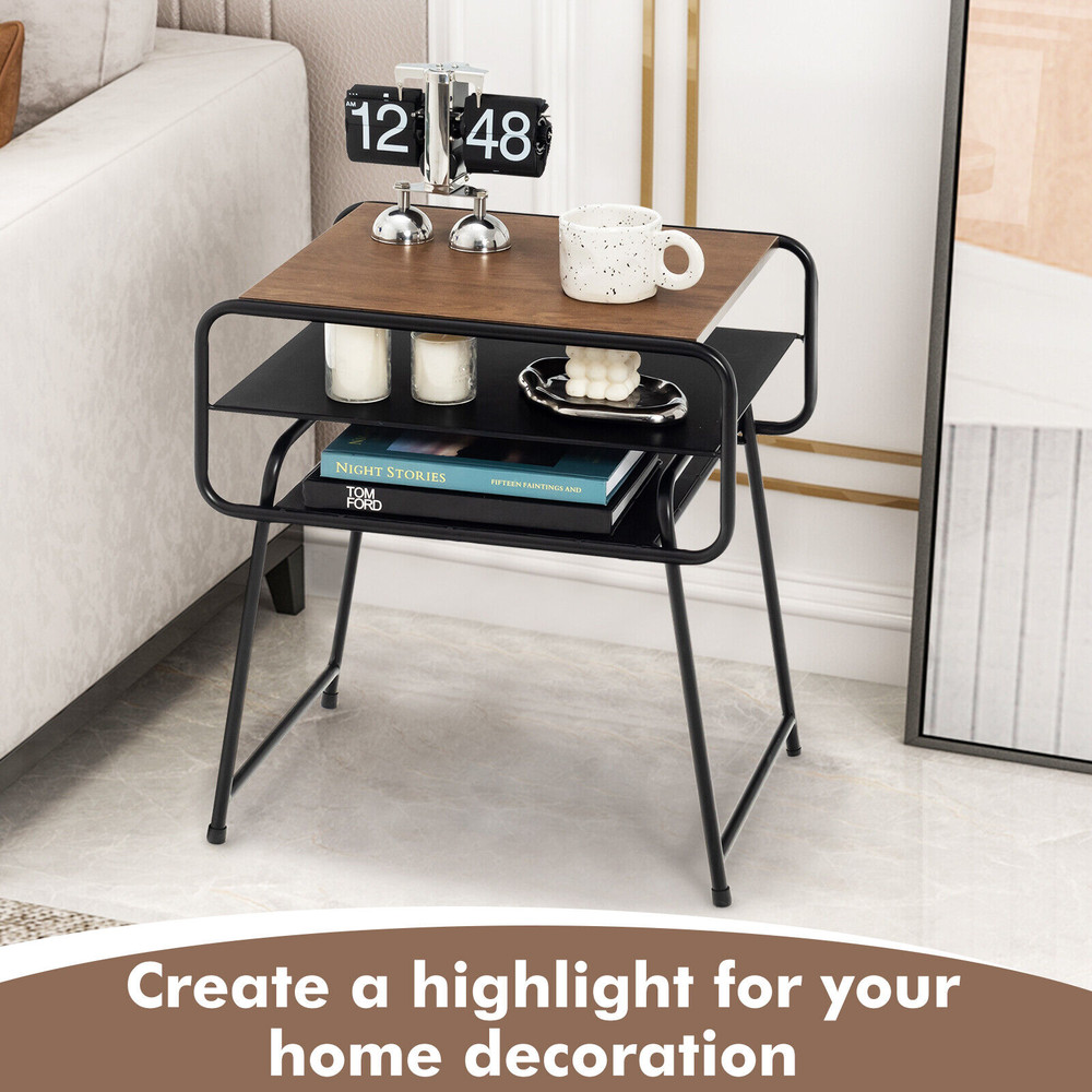 Modern Compact Side End Table With Storage Shelf SpaceSaving Small End Table For Sofa Couch Or Beds 5