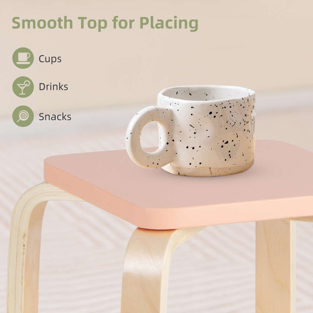 Stackable Stools Set Of 4 With Square Top Rounded Corners SpaceSaving Bentwood Design 3