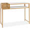 Stylish Faux Marble Console Table with Wire Basket for Entryway, Gold & White Modern Design