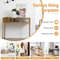 Stylish Faux Marble Console Table with Wire Basket for Entryway, Gold & White Modern Design