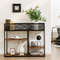 4-Tier Industrial Console Table with Wire Basket and Shelf – Sturdy Storage for Living Room, Kitchen & Entryway