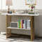 48 Inch 2-Tier Console Table with Gold Finished Frame, Elegant Hallway & Entryway Table with Marble-Textured Shelves