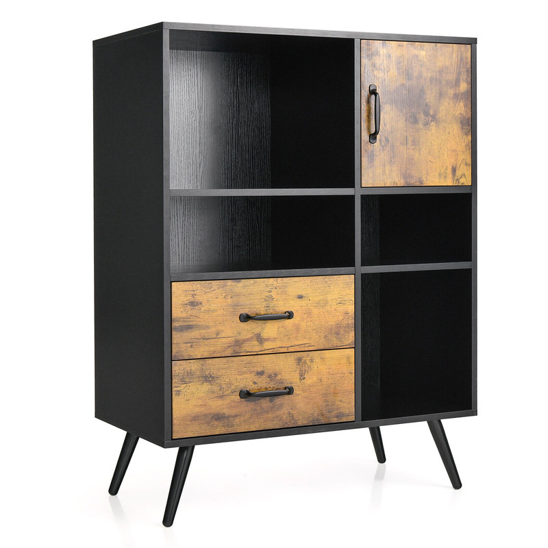 Industrial Buffet Sideboard Kitchen Cupboard with Cubbies & Drawers – Modern Storage Cabinet
