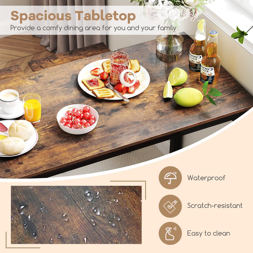 4-Piece Space-Saving Dining Table Set with Bench & 2 Stools – Industrial Style for Small Spaces