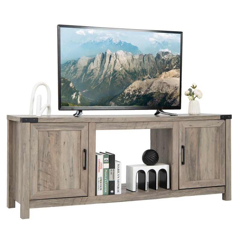 Electric Fireplace TV Stand with Storage Cabinets for TVs up to 70 Inch – Farmhouse Style Entertainment Center