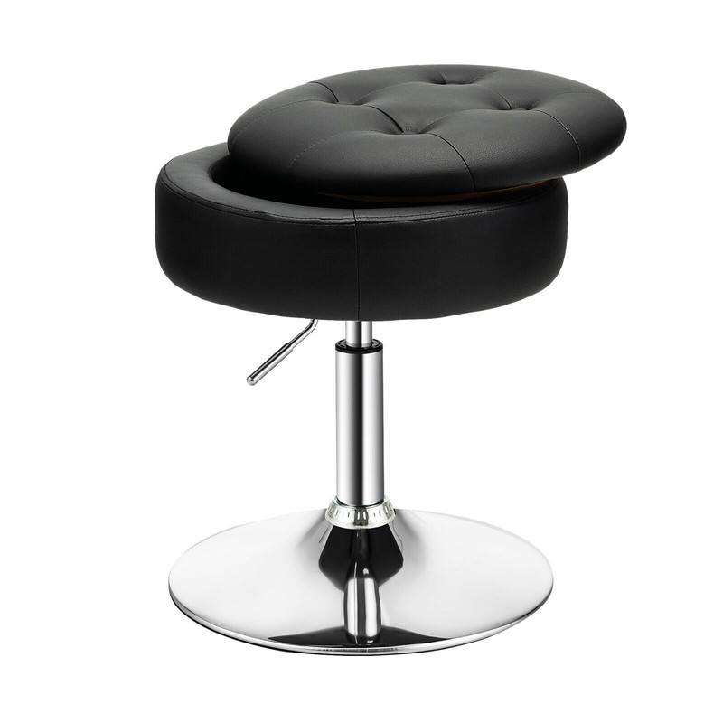 Adjustable 360 Swivel Storage Vanity Stool With Removable Tray Makeup Stool  Side Table 7