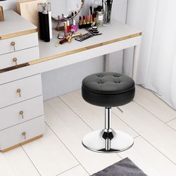 adjustable 360° swivel storage vanity stool with removable tray, makeup stool & side table