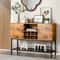 Rustic Industrial Sideboard Kitchen Buffet With 8Bottle Wine Rack 2 Storage Doors Versatile Counte 0