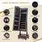 Rolling Floor Standing Mirrored Jewelry Armoire with Lock and Drawers, Secure & Stylish Storage