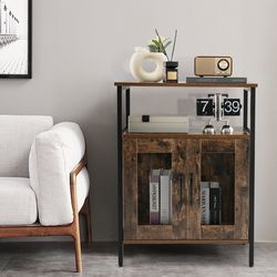 industrial sideboard buffet cabinet with removable wine rack, multi-functional storage & wine bar