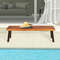 Patio Acacia Wood Dining Bench Seat With Sturdy Steel Legs Durable Outdoor Seating 5